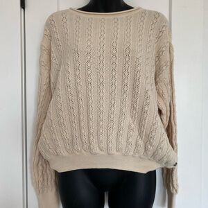 NWOT Roxy Off White Cream Knit Long Sleeve Closet Staple Sweater Size Medium
